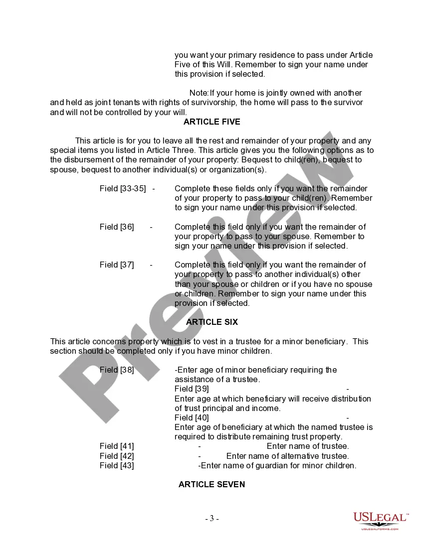 Preview Last Will and Testament for other Persons