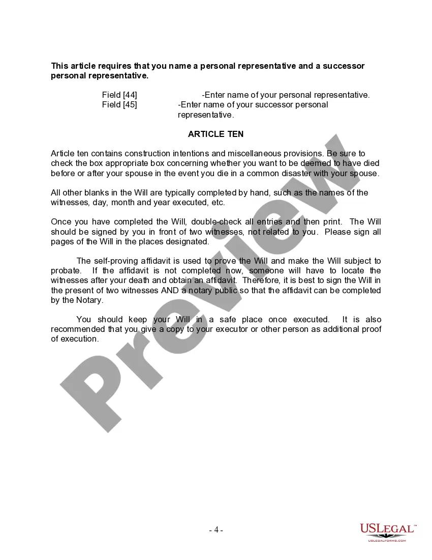 Preview Last Will and Testament for other Persons