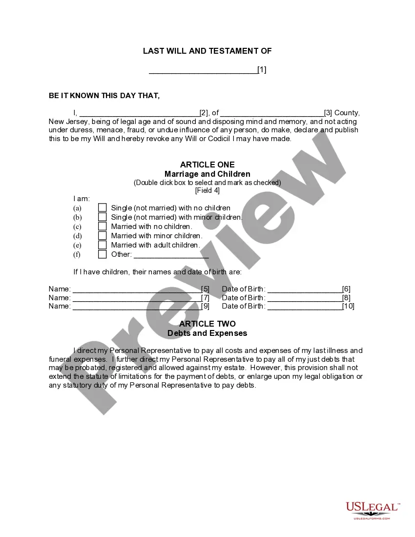 Preview Last Will and Testament for other Persons