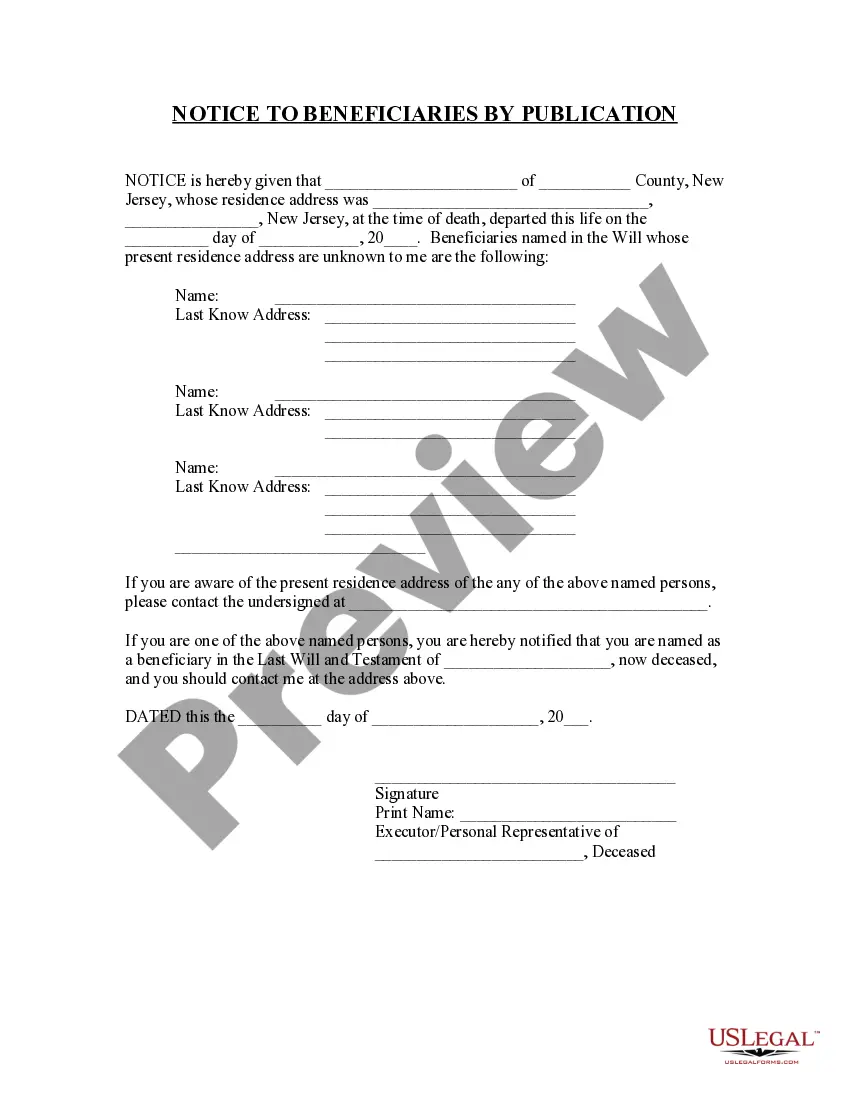 Get Notice to Beneficiaries of being Named in Will Preview Notice to Beneficiaries of being Named in Will