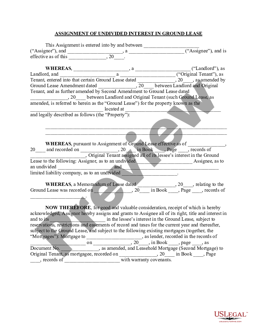 assignment of a ground lease