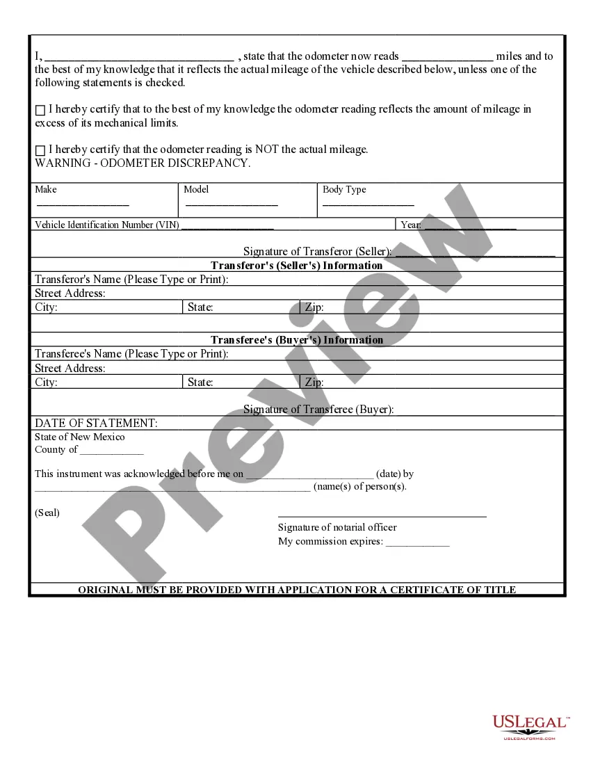 Preview Bill of Sale for Automobile or Vehicle including Odometer Statement and Promissory Note