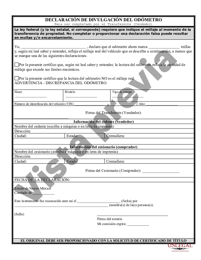 Preview Factura de venta de automóvil y estado de cuenta del odómetro para la venta tal como está