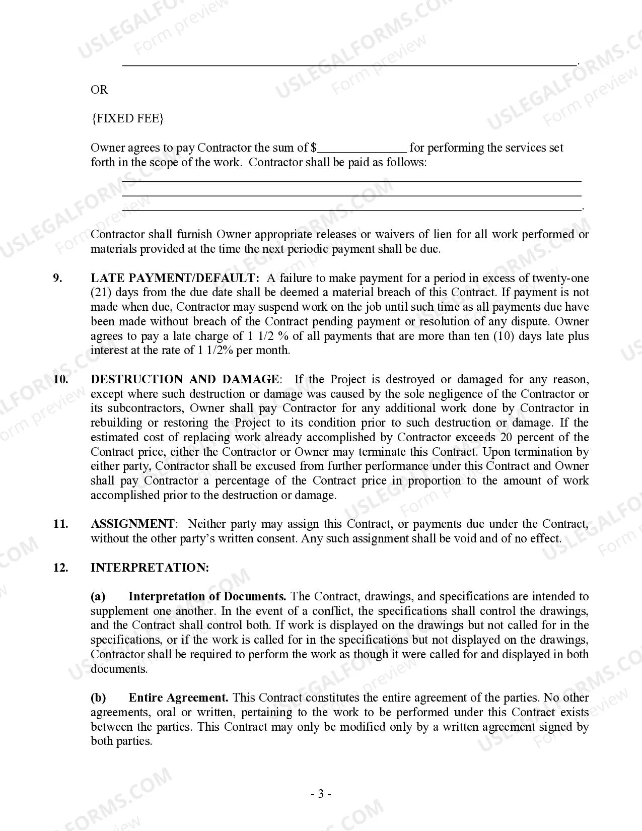Preview Painting Contract for Contractor