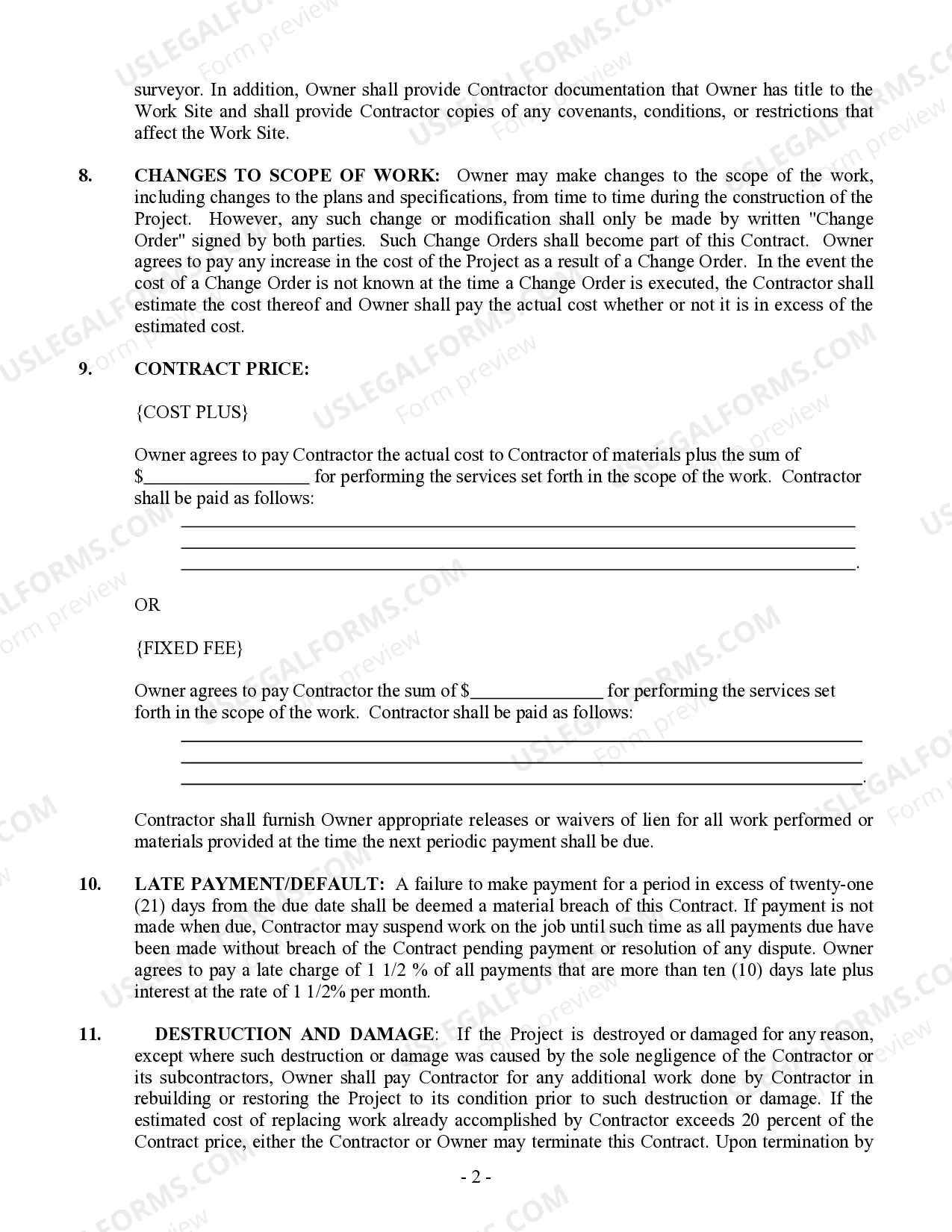 Preview Fencing Contract for Contractor