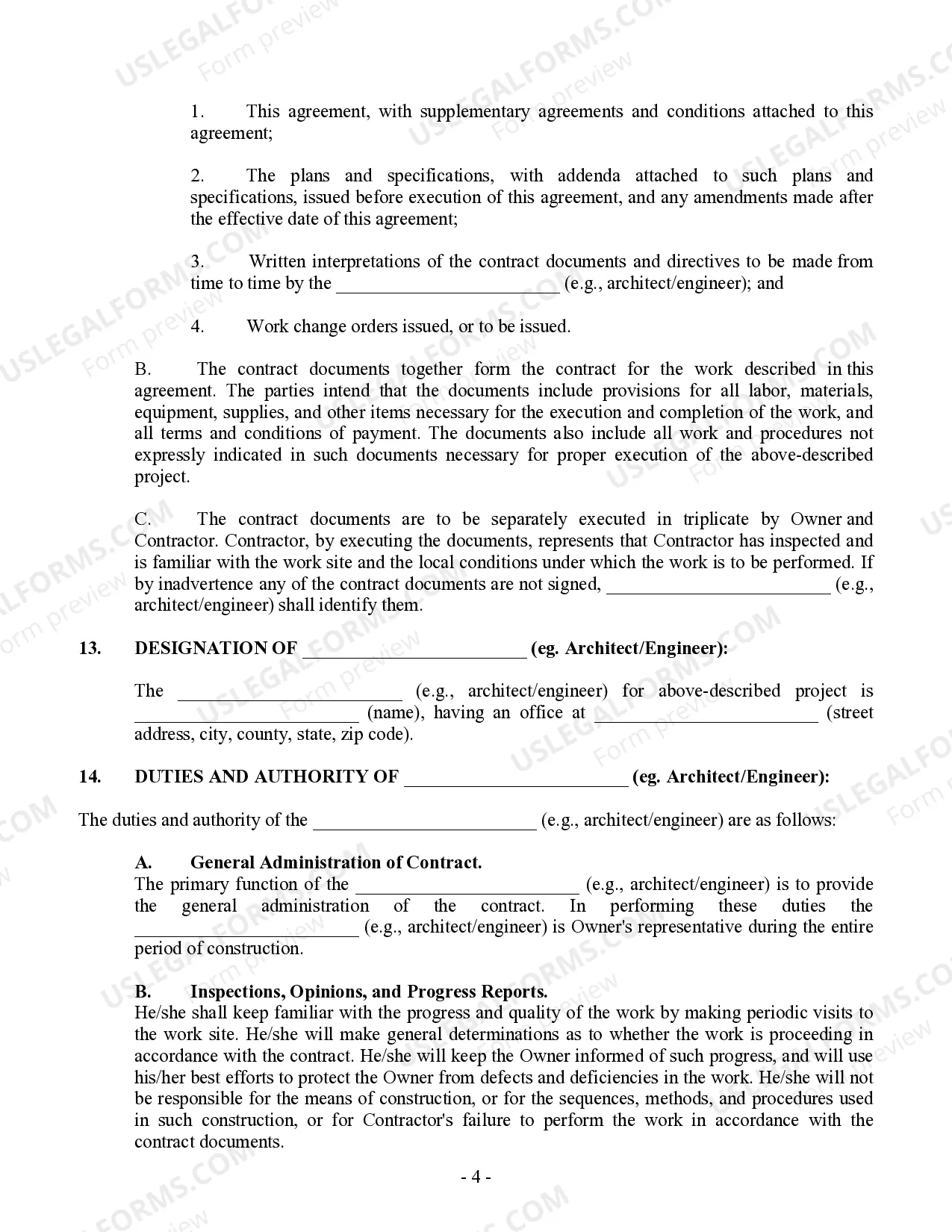 Preview Commercial Contract for Contractor