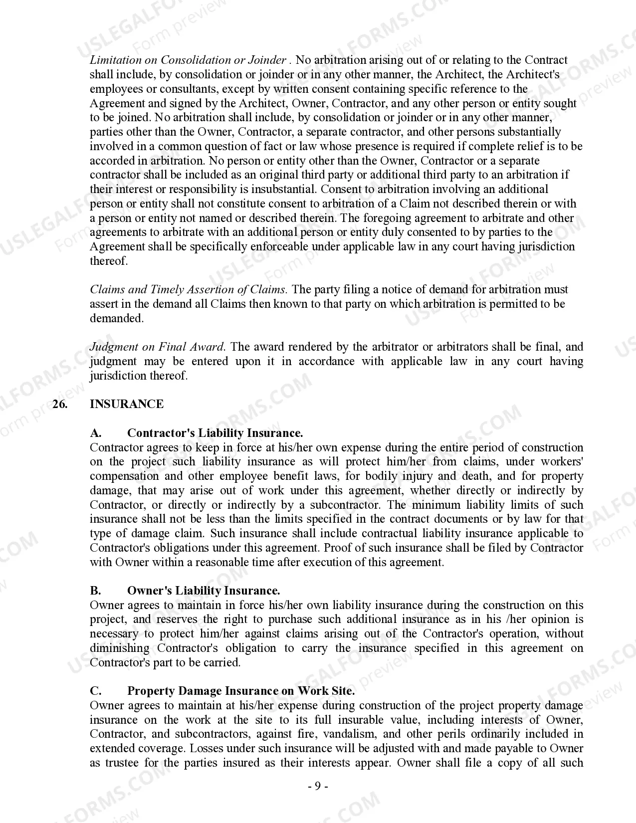 Preview Commercial Contract for Contractor