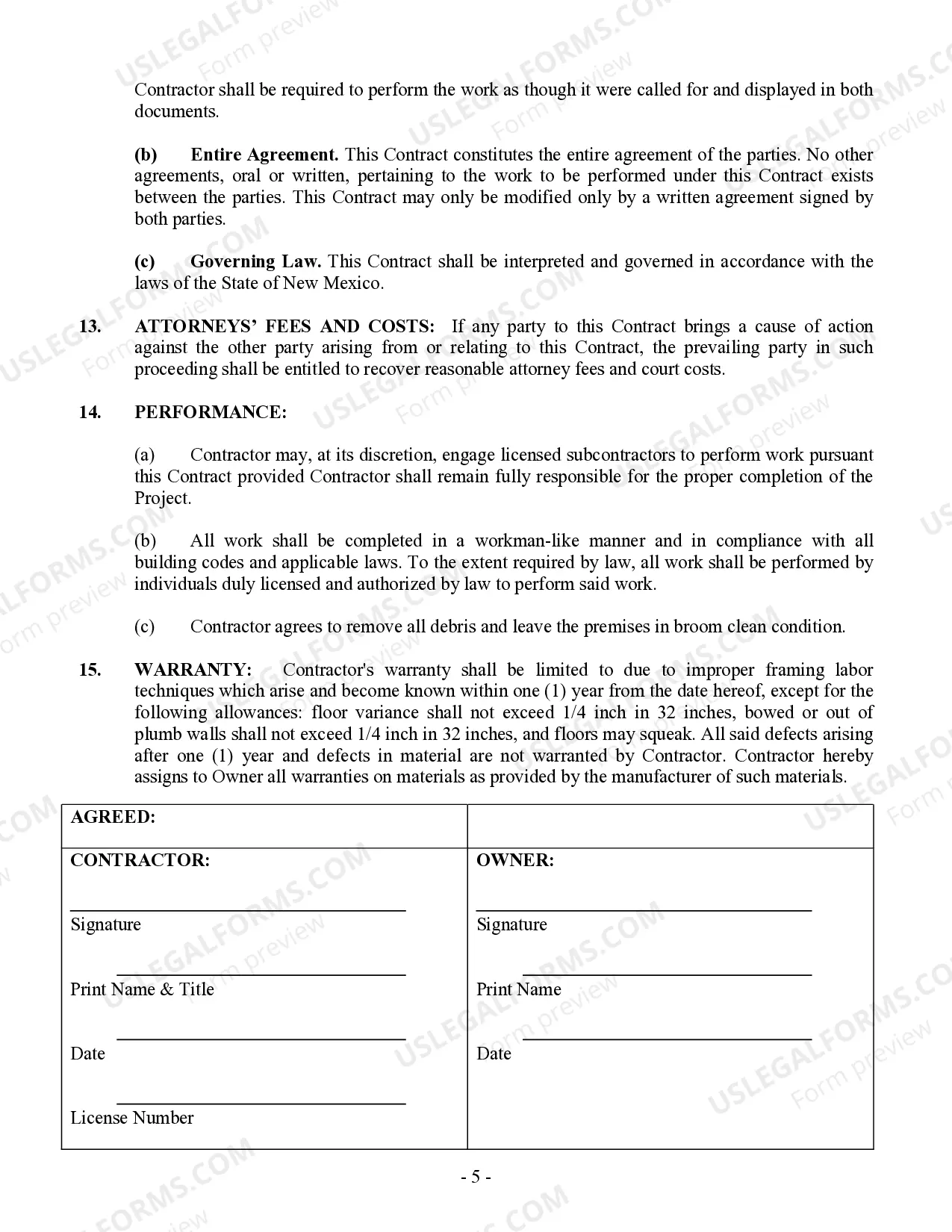 Preview Framing Contract for Contractor