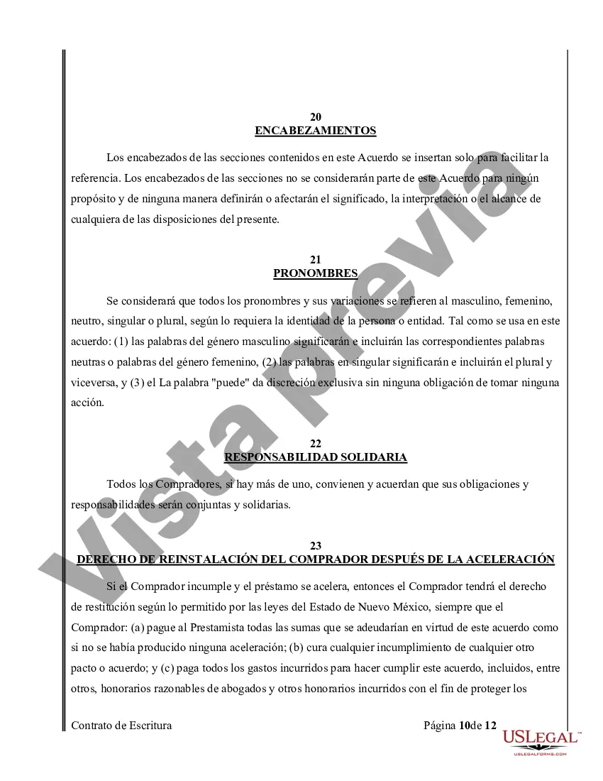 Preview Acuerdo o Contrato de Escritura de Venta y Compra de Bienes Raíces a/k/a Terreno o Contrato de Ejecución