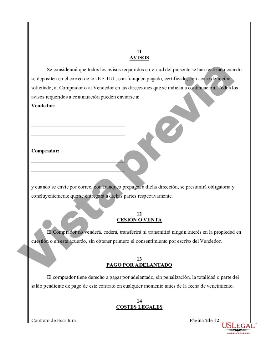 Preview Acuerdo o Contrato de Escritura de Venta y Compra de Bienes Raíces a/k/a Terreno o Contrato de Ejecución