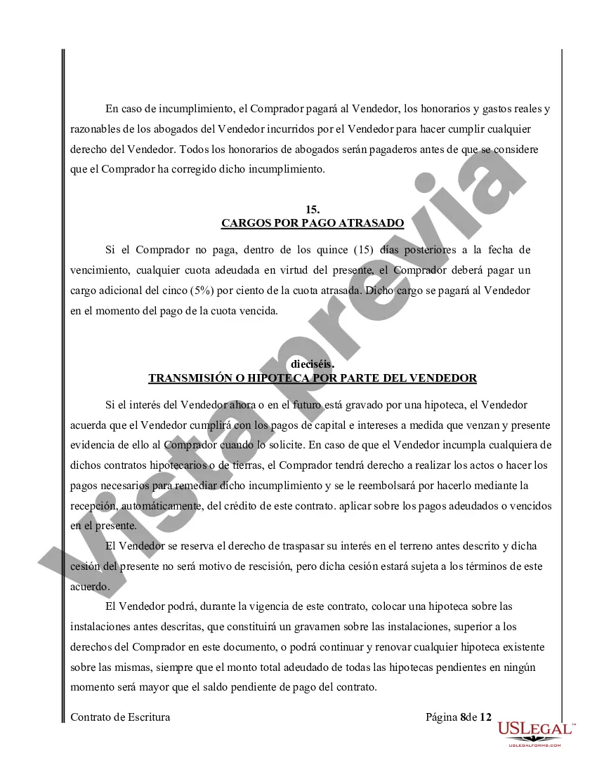 Preview Acuerdo o Contrato de Escritura de Venta y Compra de Bienes Raíces a/k/a Terreno o Contrato de Ejecución