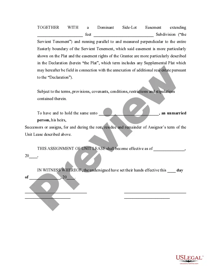 Preview Assignment of Unit Lease