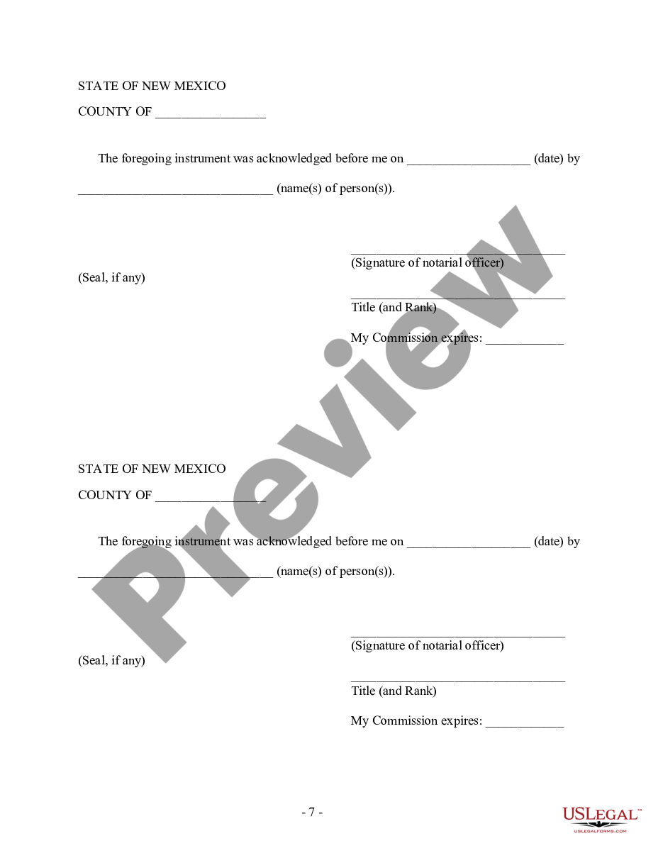 page 6 New Mexico Prenuptial Premarital Agreement without Financial Statements preview