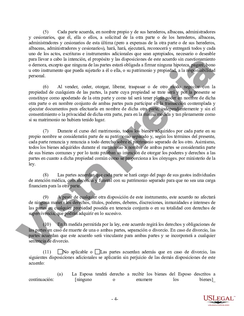 Preview Acuerdo Prematrimonial Prenupcial de Nuevo México - Ley de Acuerdo Prematrimonial Uniforme - con Estados Financieros