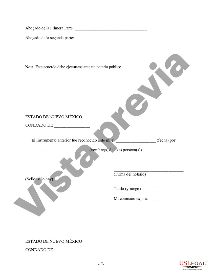 Preview Acuerdo Prematrimonial Prenupcial de Nuevo México - Ley de Acuerdo Prematrimonial Uniforme - con Estados Financieros