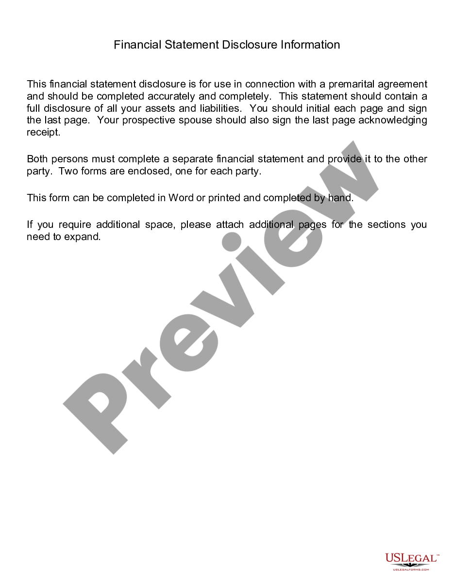 page 8 New Mexico Prenuptial Premarital Agreement - Uniform Premarital Agreement Act - with Financial Statements preview