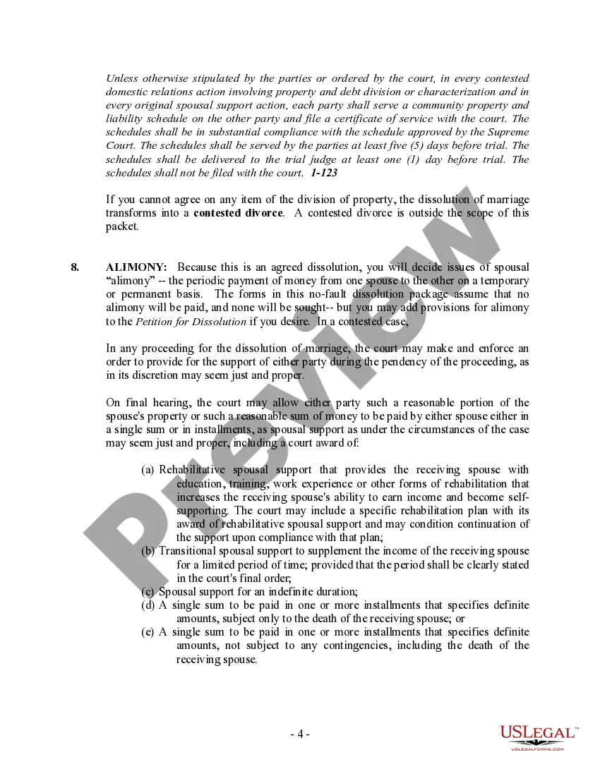 Preview New Mexico No-Fault Agreed Uncontested Divorce Package for Dissolution of Marriage for people with Minor Children