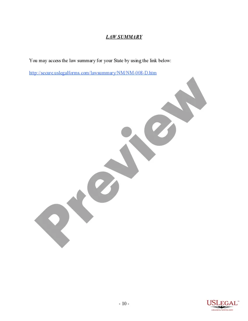 Preview New Mexico No-Fault Agreed Uncontested Divorce Package for Dissolution of Marriage for Persons with No Children with or without Property and Debts