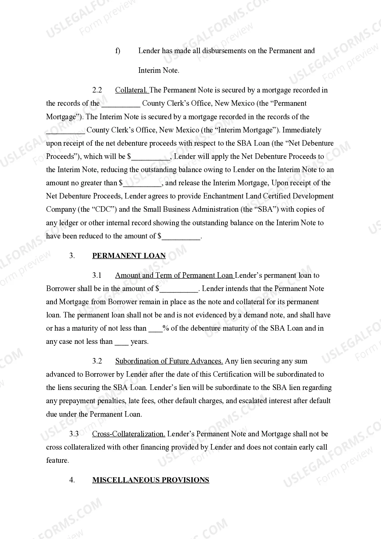 Preview Lender's Certification