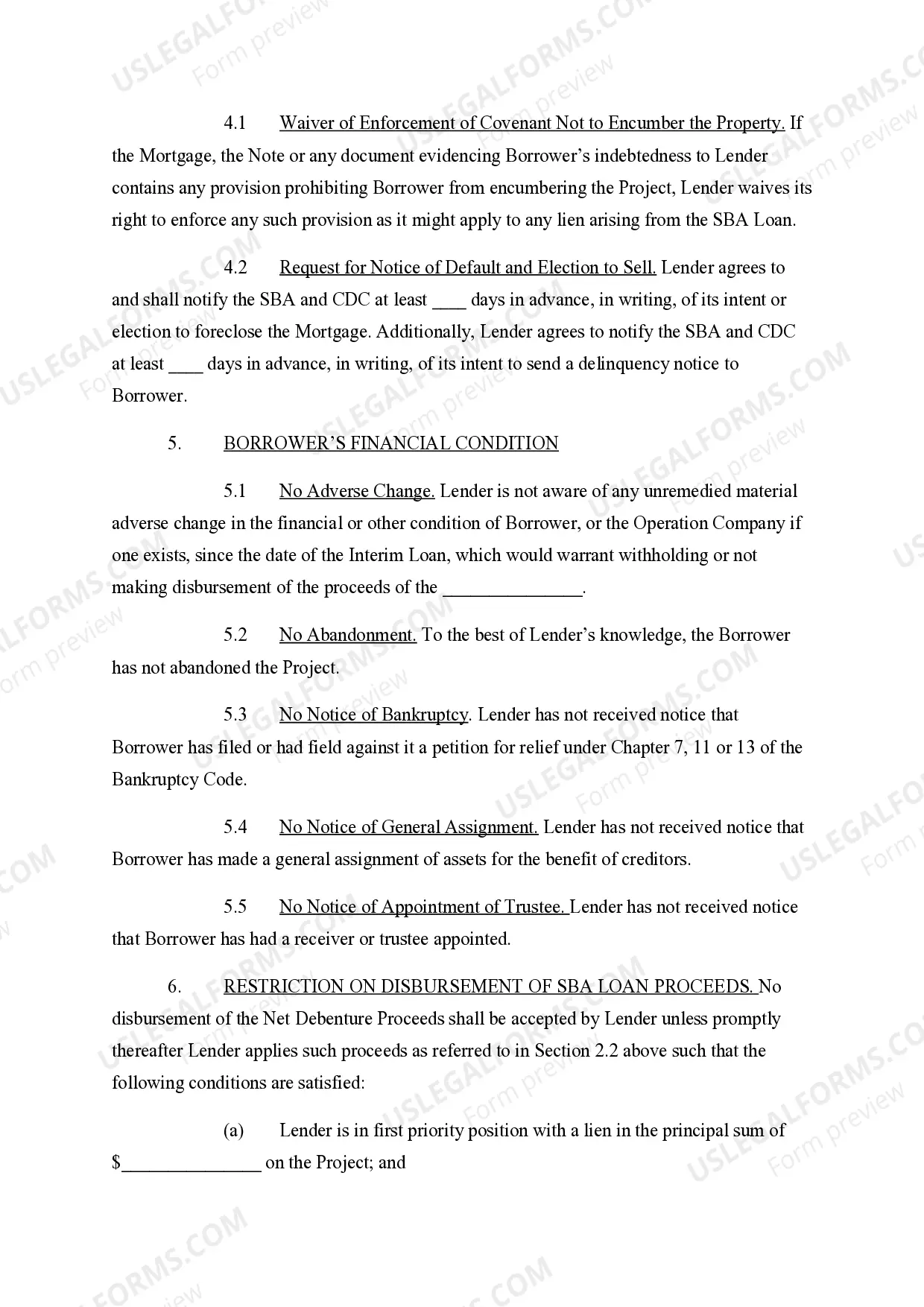 Preview Lender's Certification
