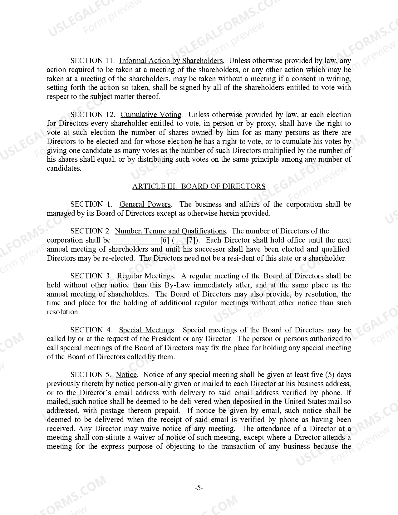 Preview New Mexico Bylaws for Corporation