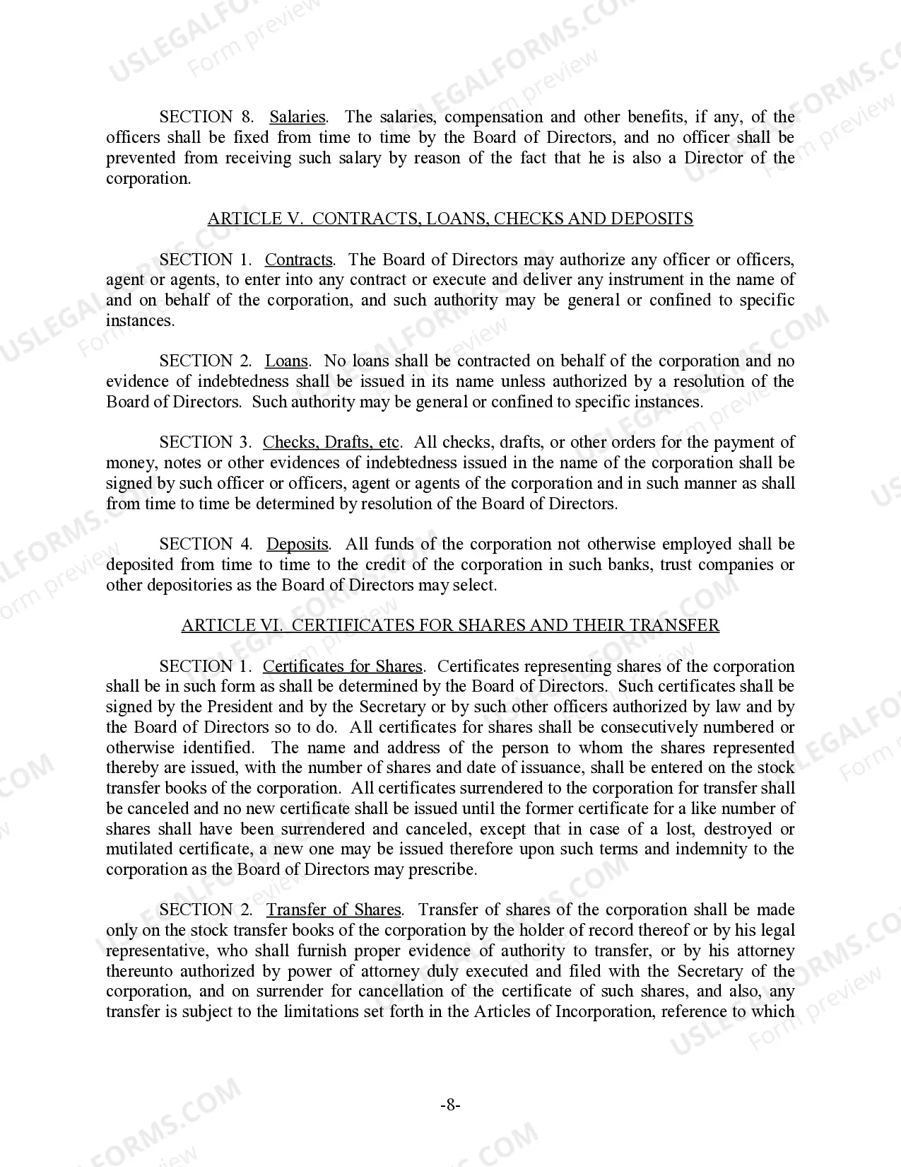 Preview New Mexico Bylaws for Corporation