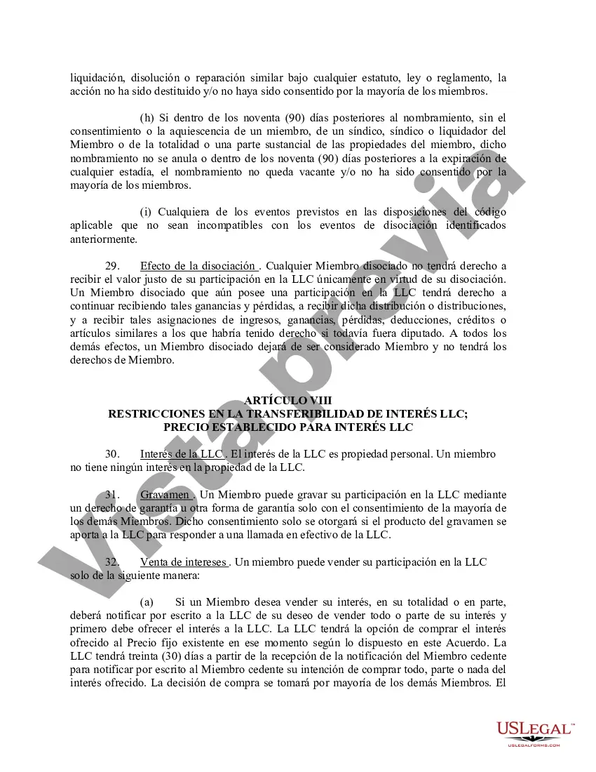 Preview Acuerdo Operativo de Sociedad de Responsabilidad Limitada LLC