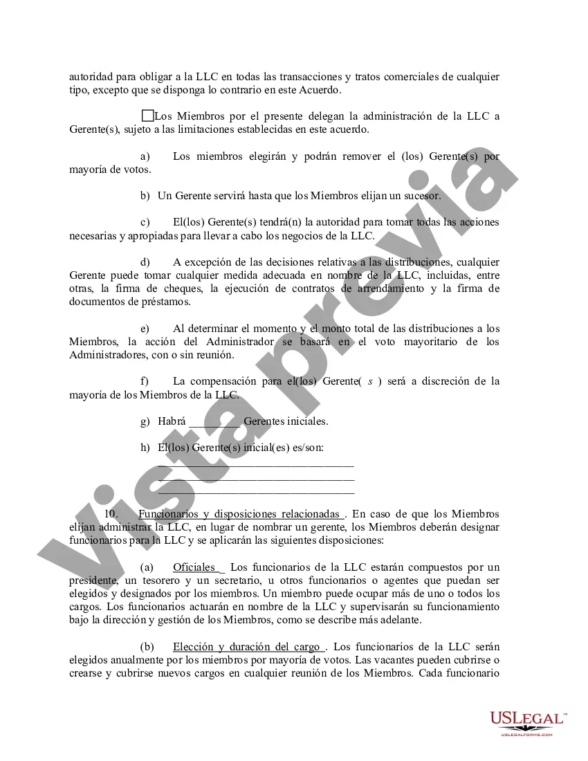 Preview Acuerdo Operativo de Sociedad de Responsabilidad Limitada LLC