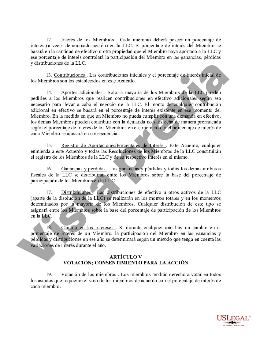 Preview Acuerdo Operativo de Sociedad de Responsabilidad Limitada LLC