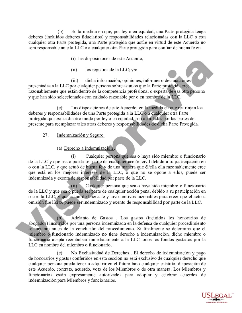 Preview Acuerdo Operativo de Sociedad de Responsabilidad Limitada LLC
