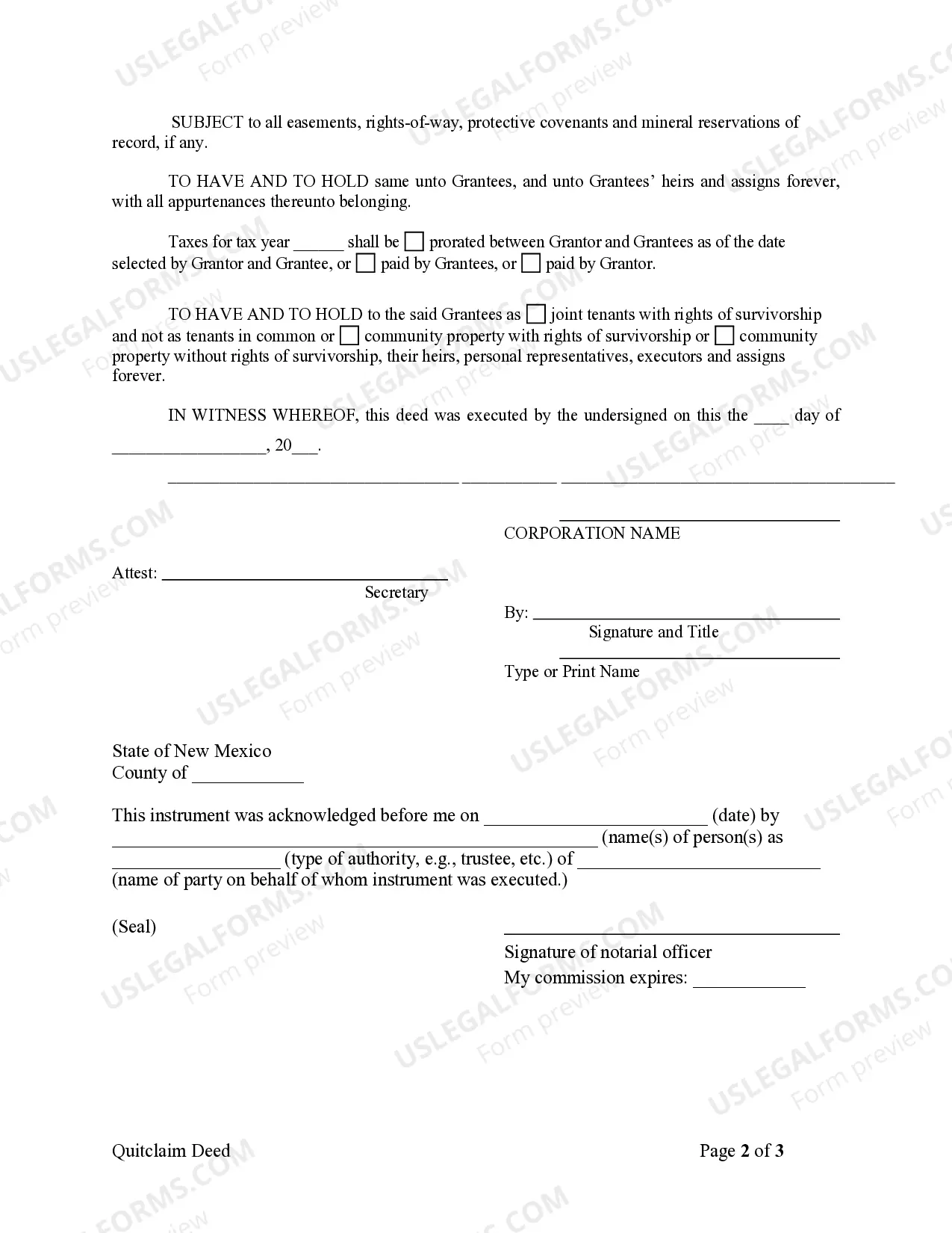 Preview Quitclaim Deed from Corporation to Husband and Wife