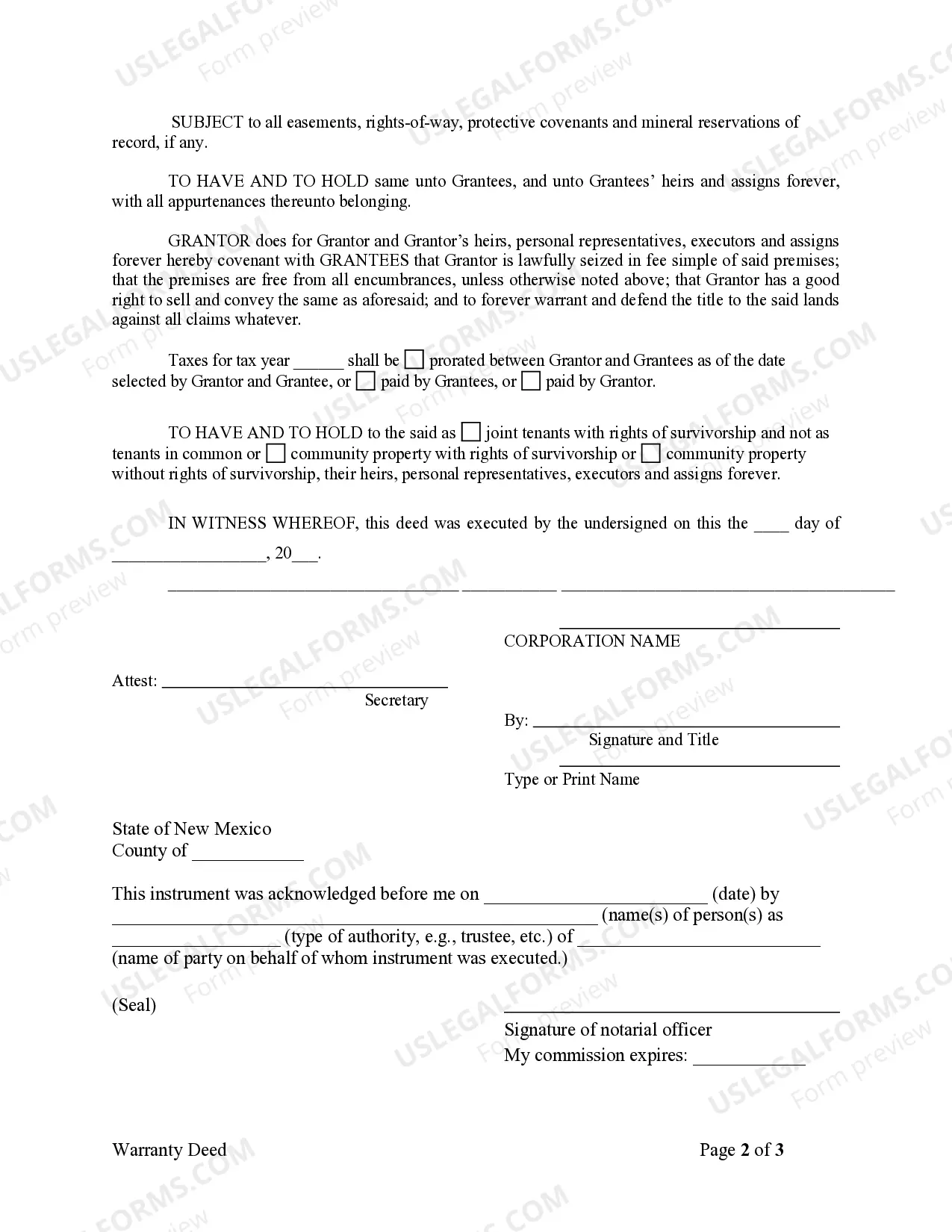 Preview Warranty Deed from Corporation to Husband and Wife