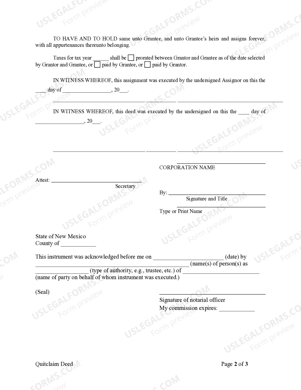 Preview Quitclaim Deed from Corporation to Individual
