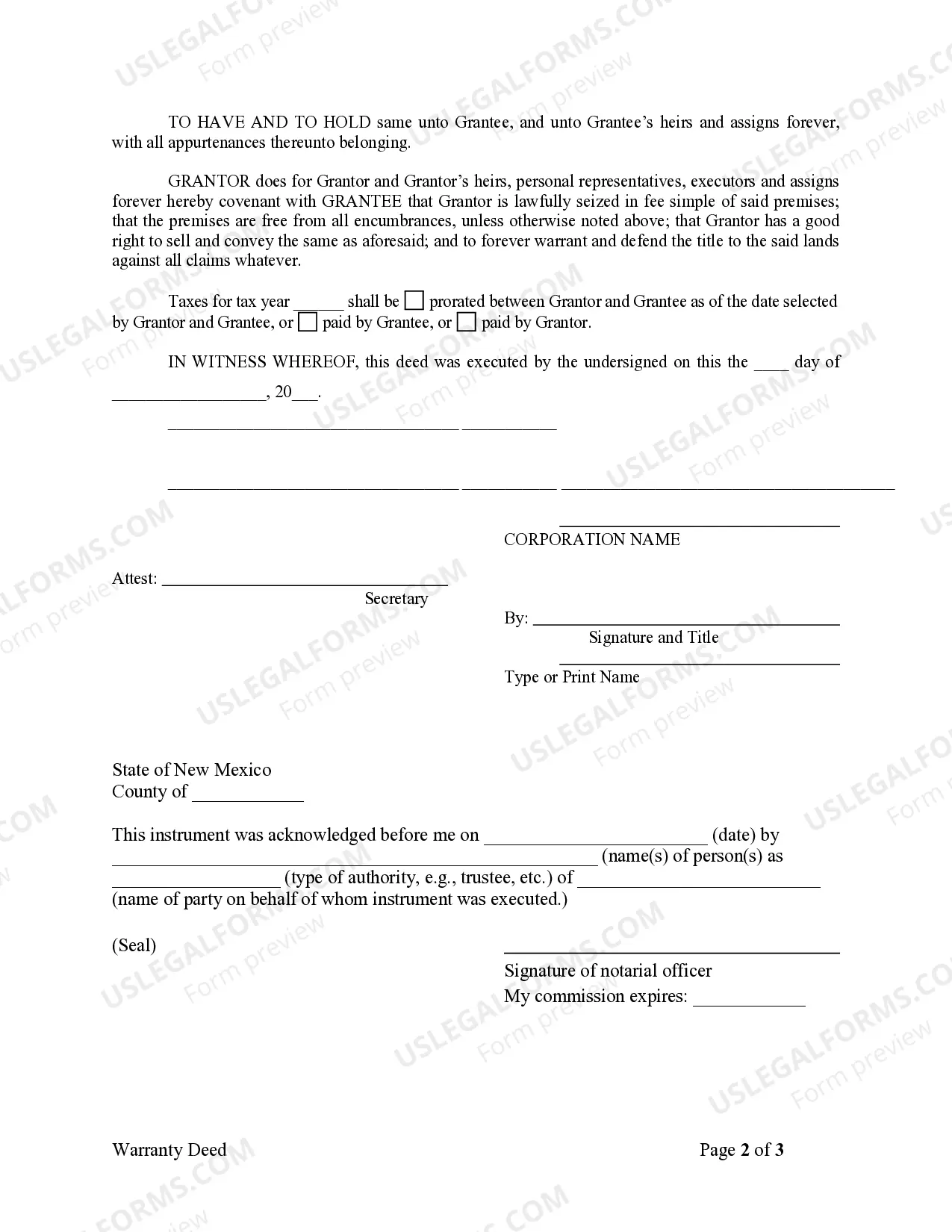 Preview Warranty Deed from Corporation to Individual
