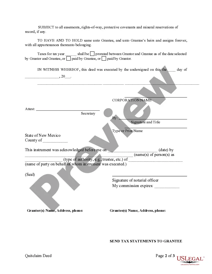 Preview Quitclaim Deed from Corporation to LLC