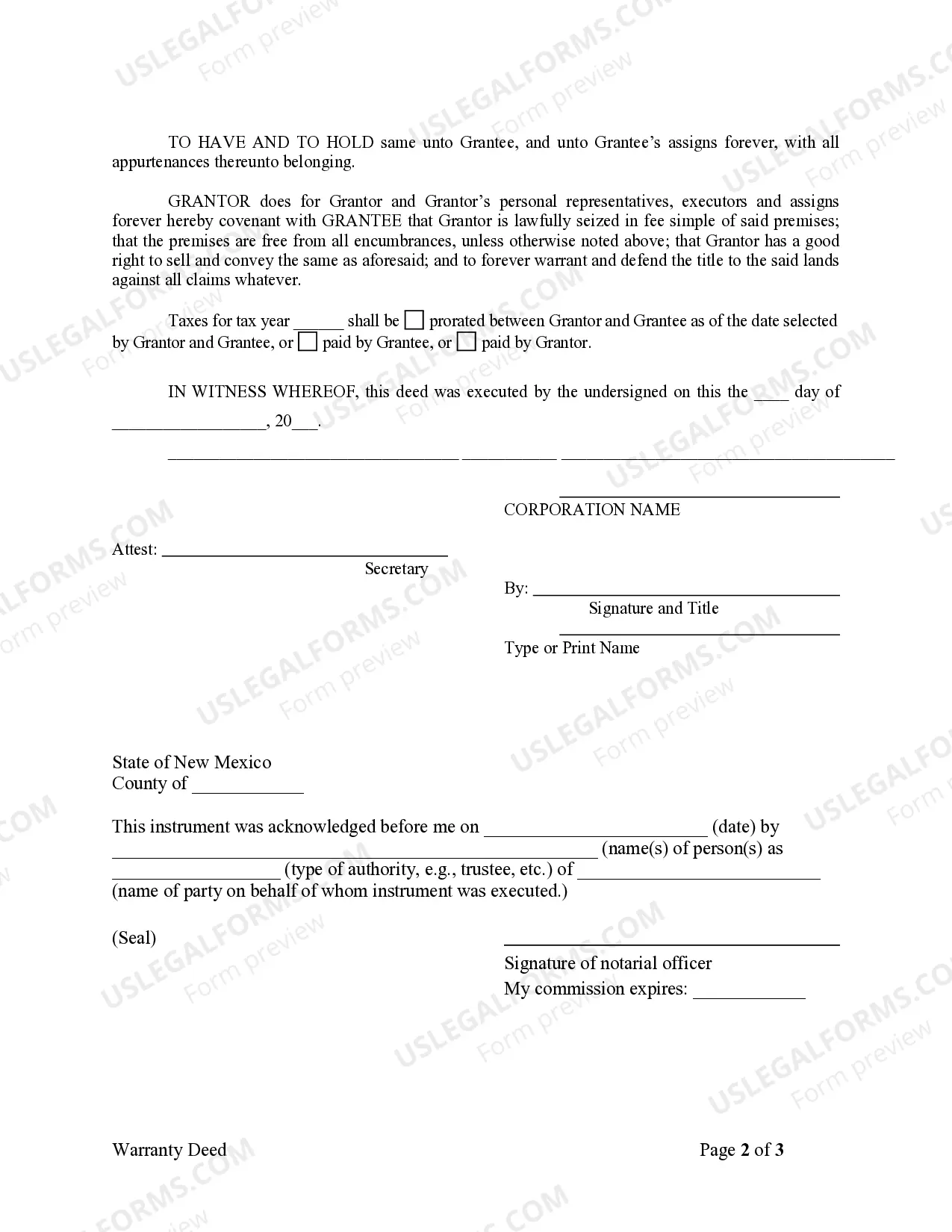 Preview Warranty Deed from Corporation to Corporation