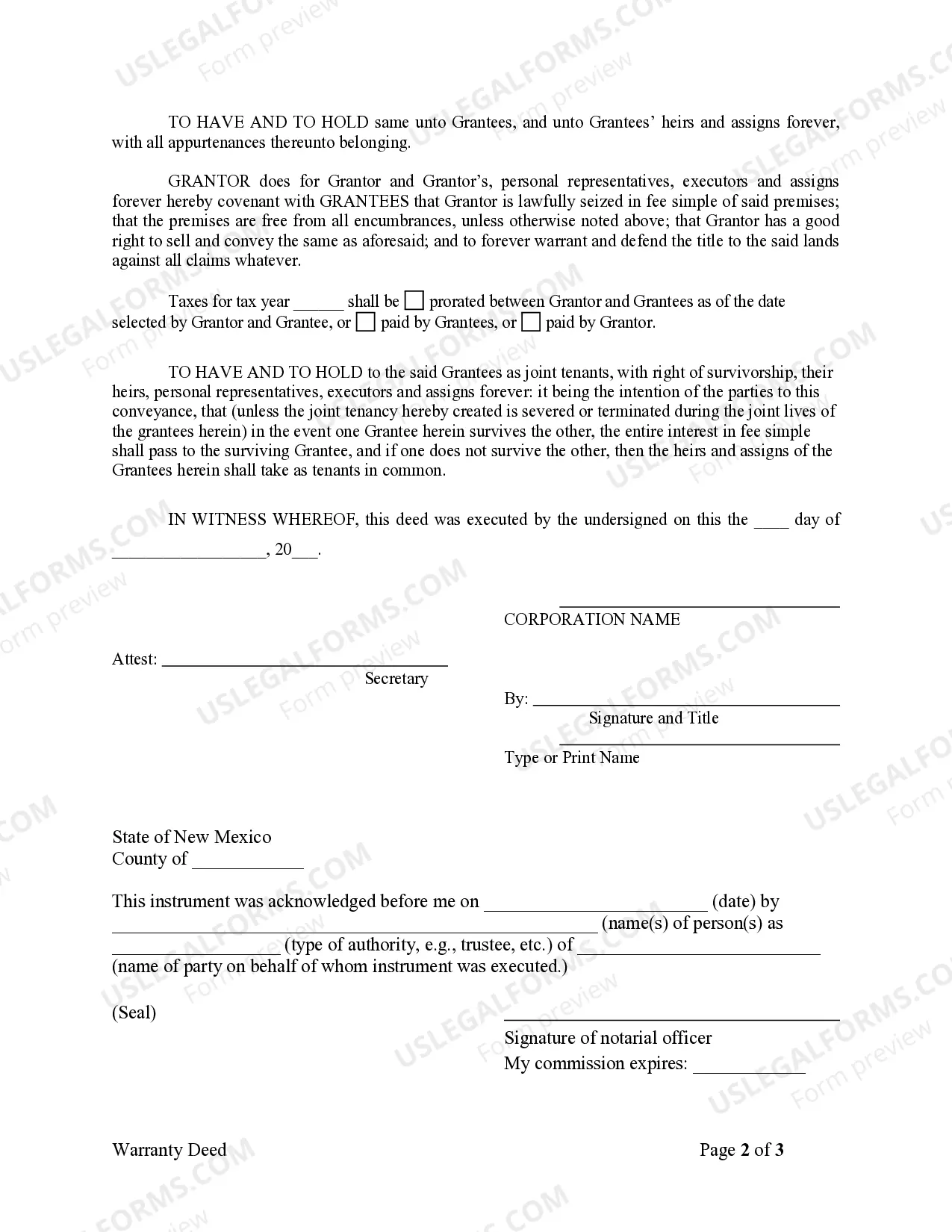 Preview Warranty Deed from Corporation to Two Individuals