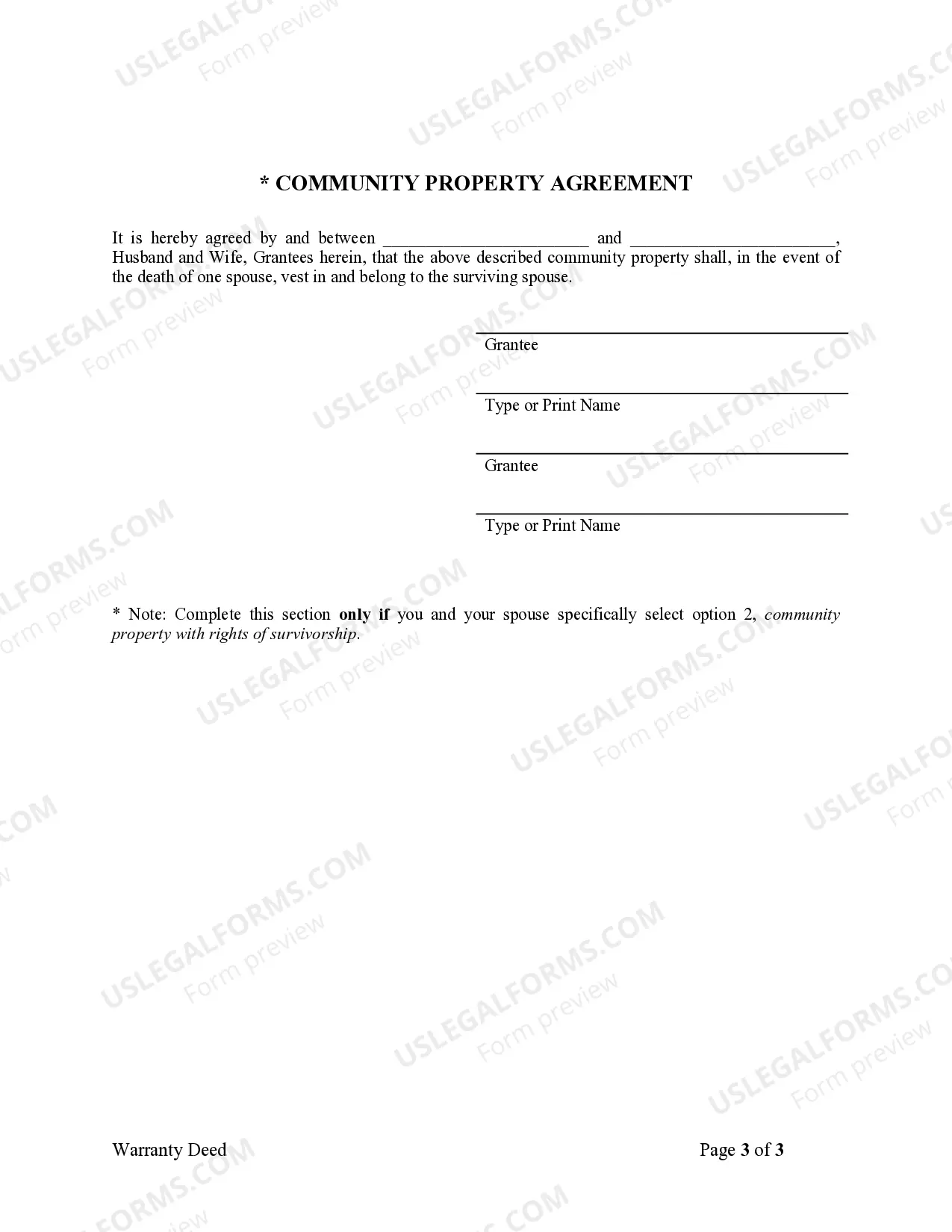 Preview Warranty Deed from Husband to Himself and Wife