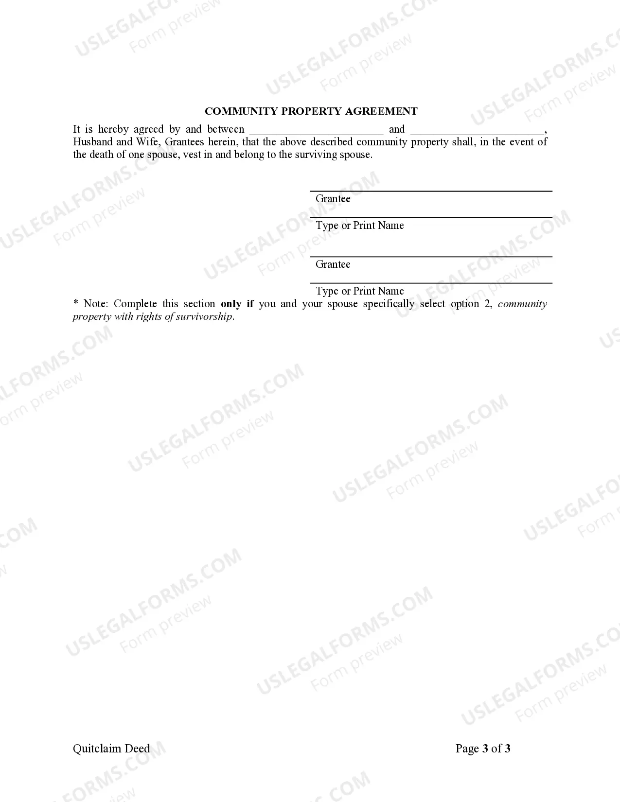 Preview Quitclaim Deed from Husband to Himself and Wife