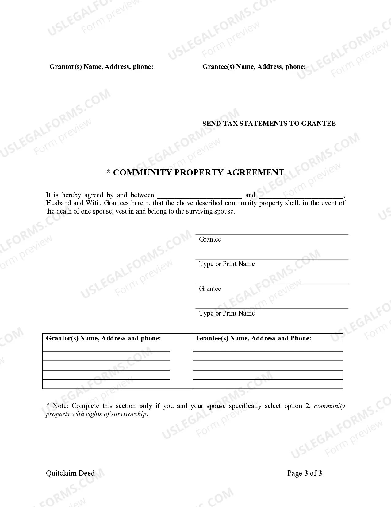 Preview Quitclaim Deed from Husband and Wife to Husband and Wife