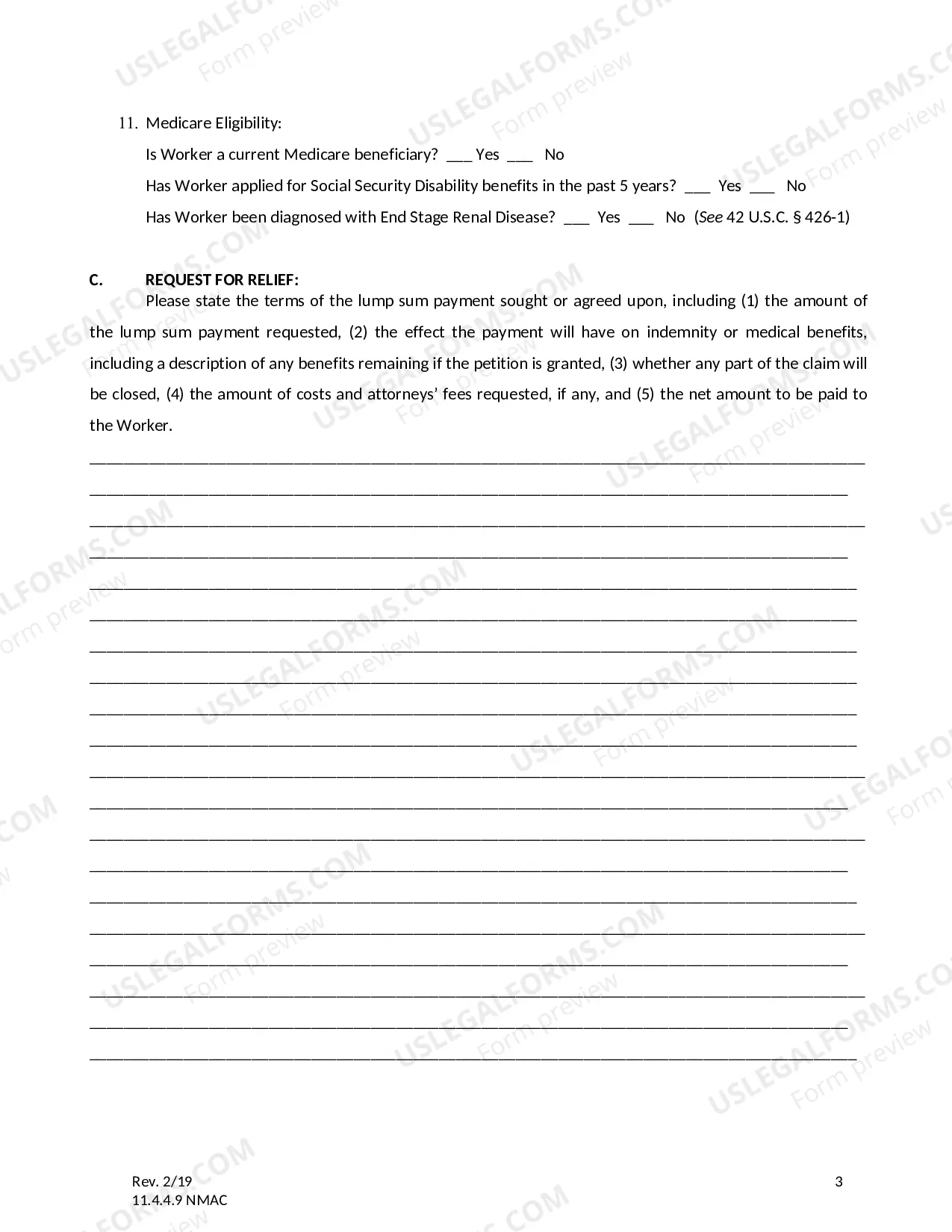 Preview Petition for Lump Sum Payment