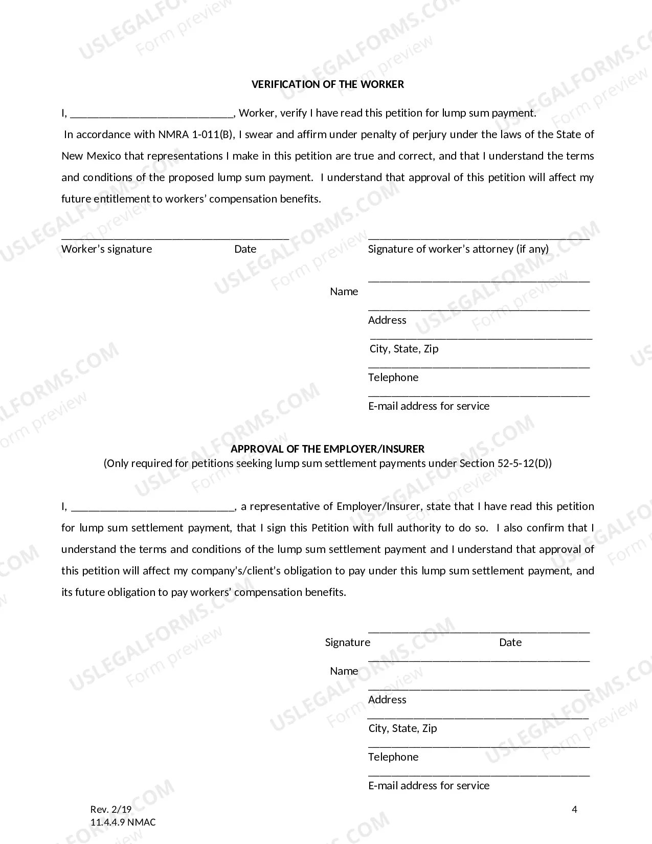 Preview Petition for Lump Sum Payment