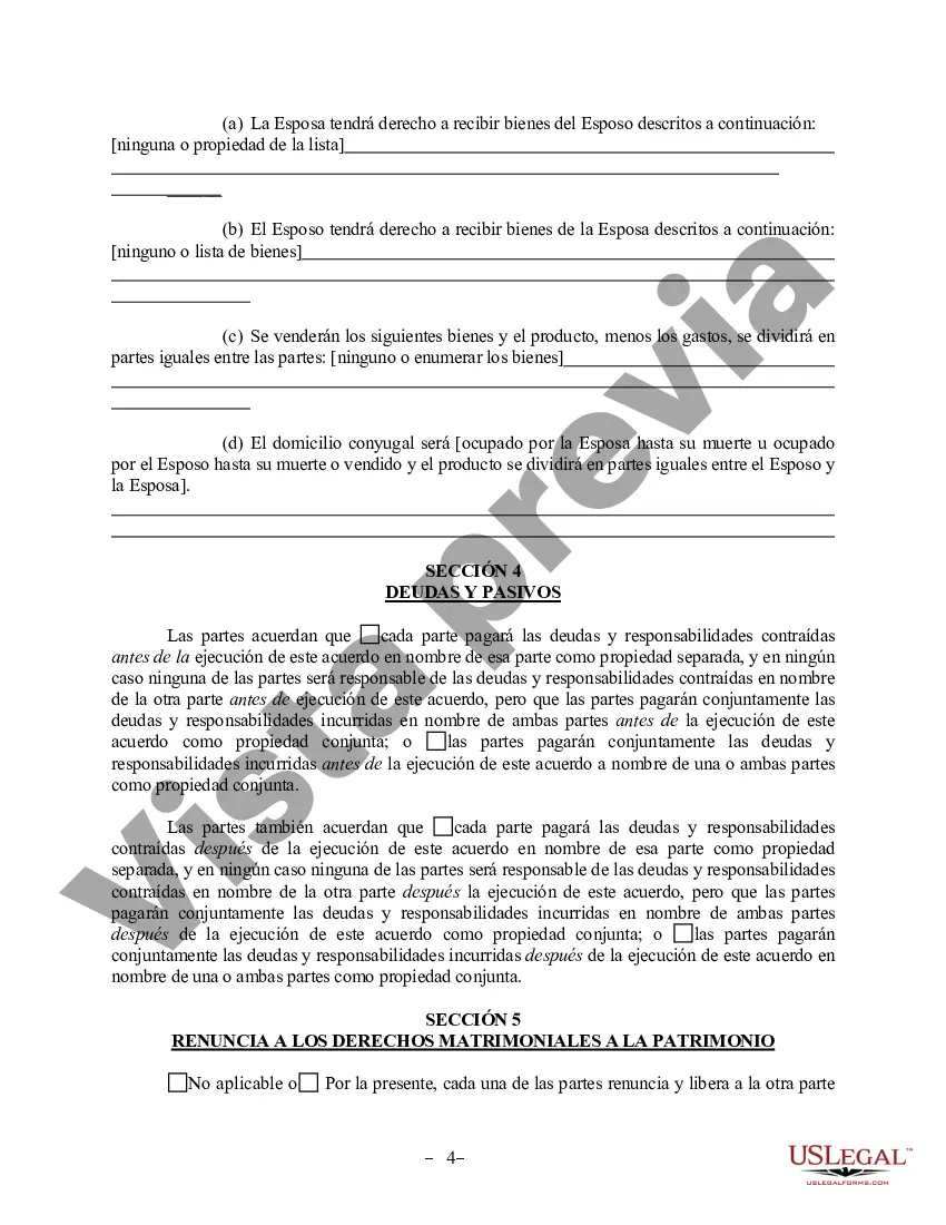 Preview Acuerdo de propiedad posnupcial - Nuevo México