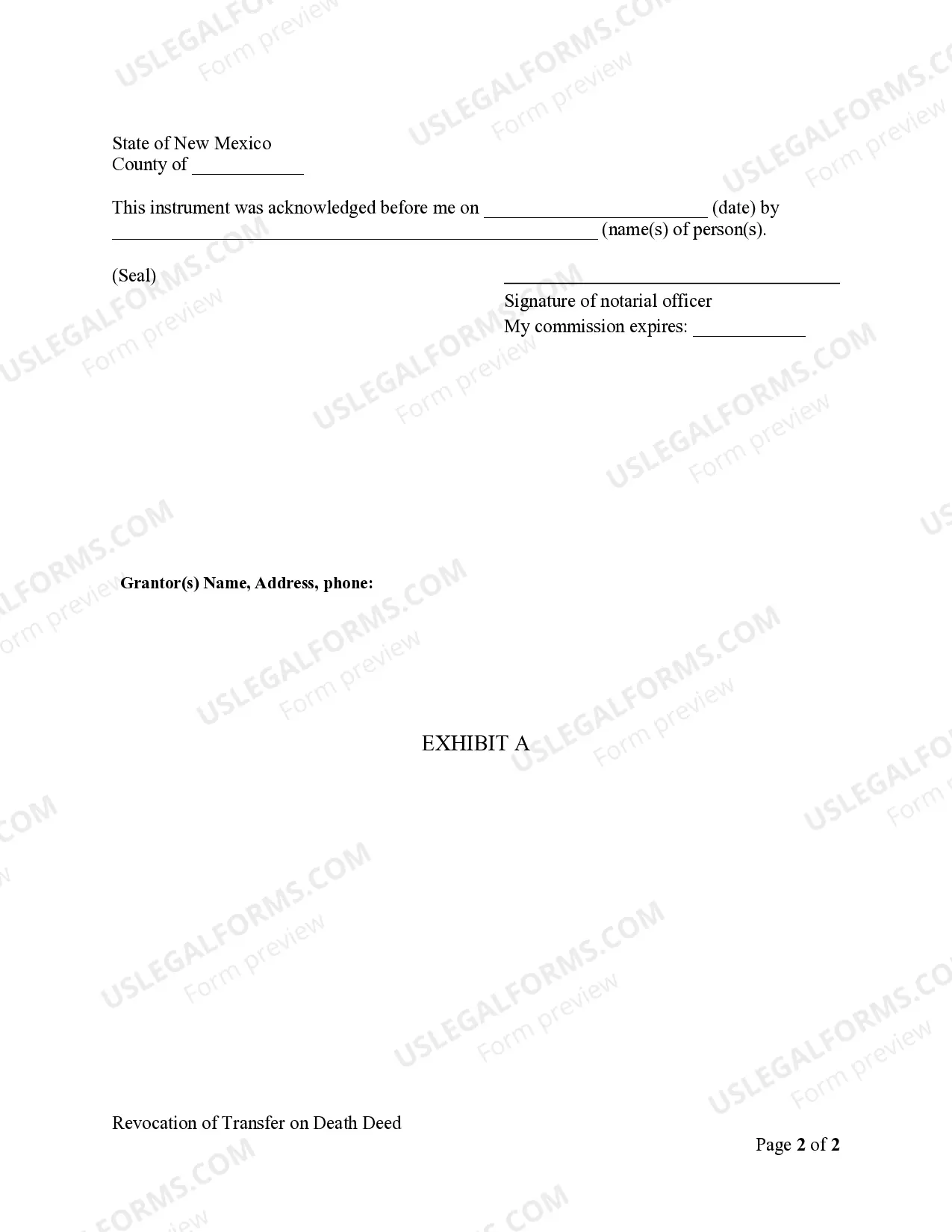 Preview Revocation of Transfer on Death Deed or TOD - Beneficiary Deed for Individual to Individual