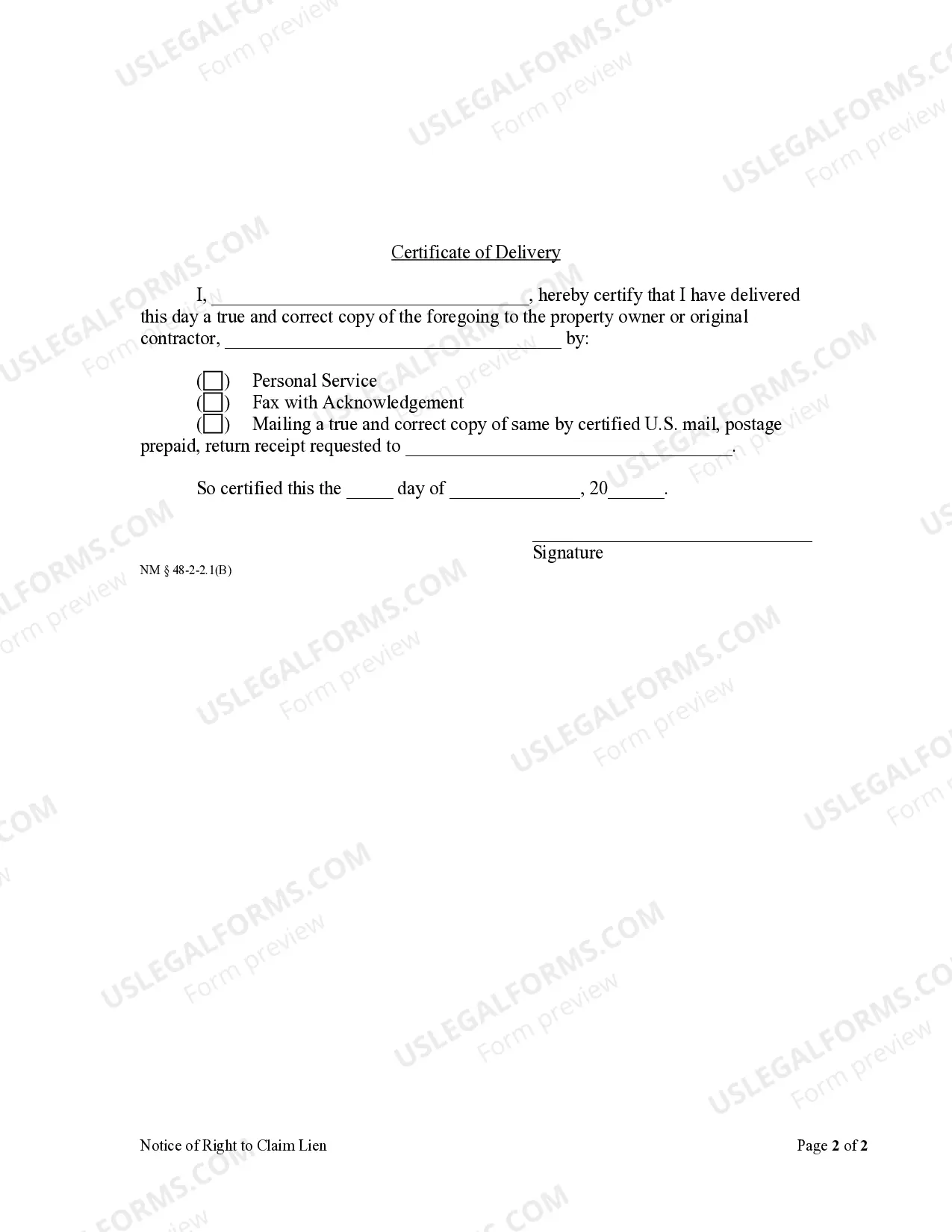 Preview Notice of Right to Claim Lien by Corporation