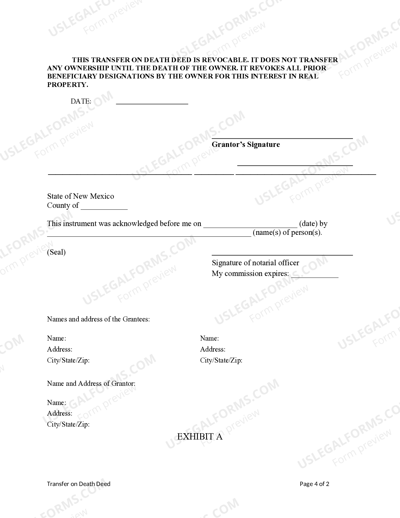 New Mexico Transfer on Death Deed - Transfer On Death Deed New Mexico ...