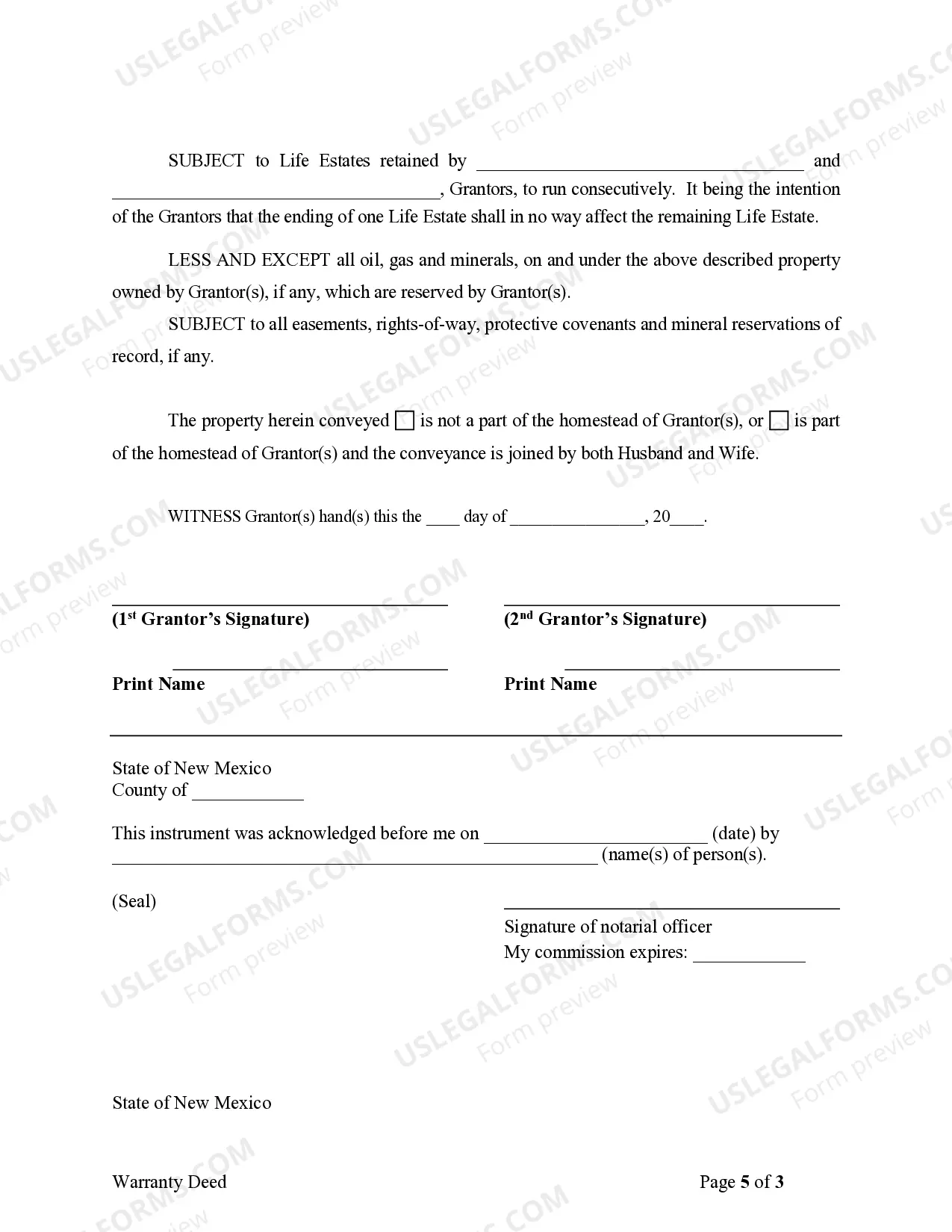 Preview Warranty Deed to Child Reserving a Life Estate in the Parents