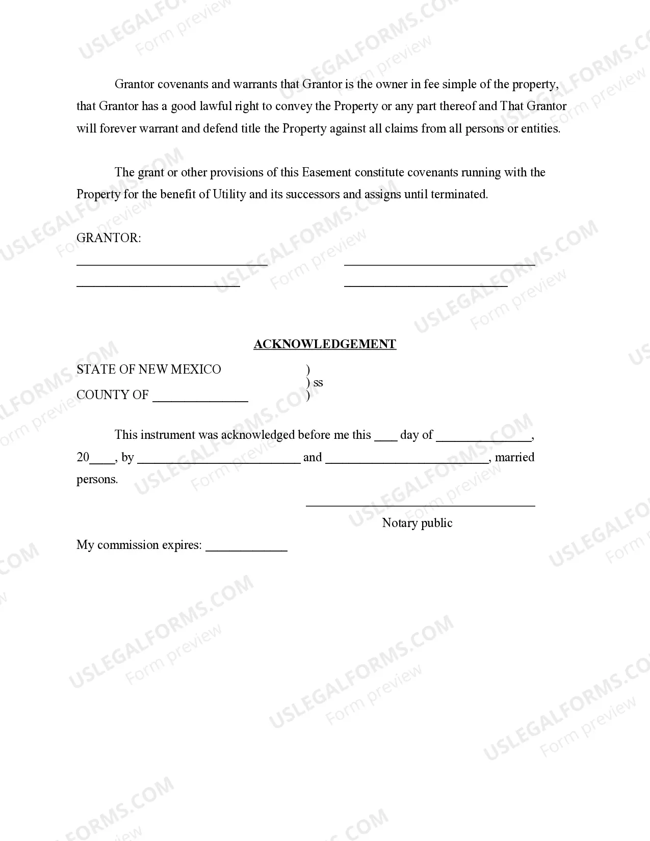 Preview Permanent Public Water and Sewer Easement