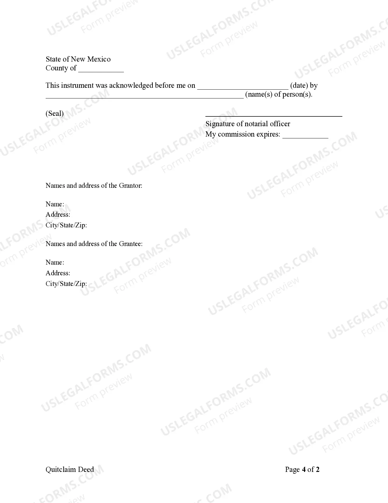 Preview Quitclaim Deed - Individual to a Trust