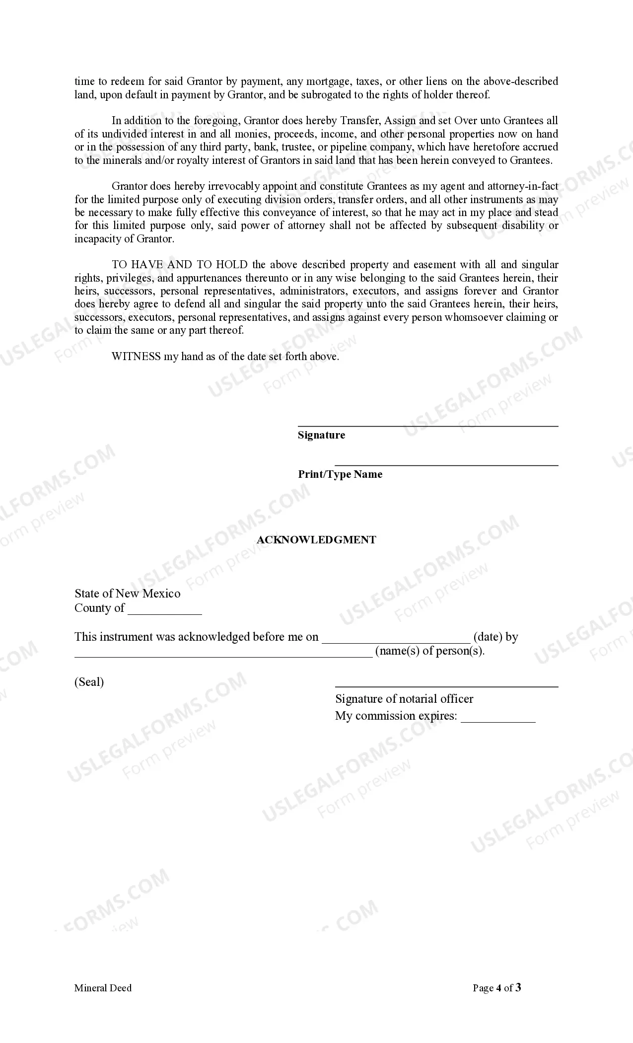 Preview Mineral Deed - Individual to Husband and Wife